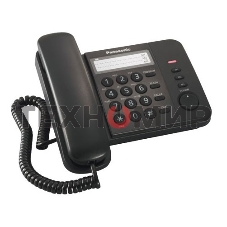 Телефон проводной Panasonic KX-TS2352RUB черный индикатор вызова,порт для доп. телеф. оборуд.,4 уровня громкости звонка