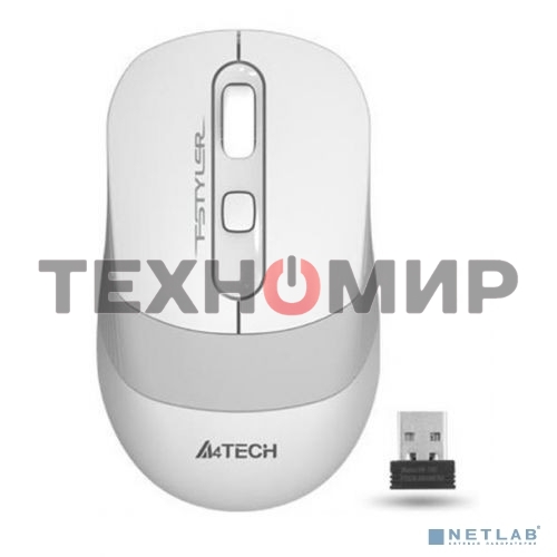 Мышь беспроводная A4Tech Fstyler FG10 белый/серый, 2000 dpi, радиоканал, USB, кнопки - 4