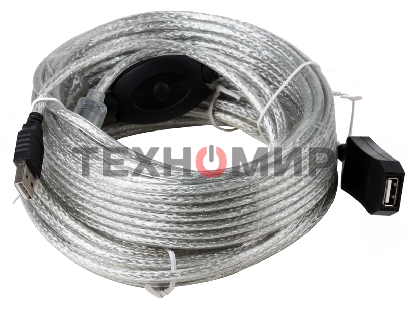 Кабель удлинитель Aopen активный ACU823-15M, USB2.0-repeater AM/AF 15м