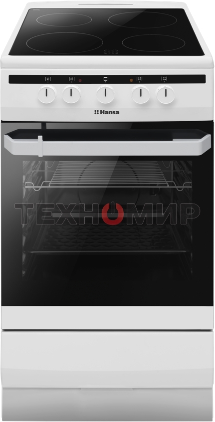 Плита электрическая Hansa FCCW54002 белый, конфорок 4 шт, духовка 68 л, 50 см x 85 см x 60 см