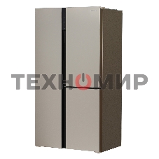 Холодильник Hyundai CS5073FV шампань стекло трехкамерный инвертер Side by Side 292/167л морозилка сбоку