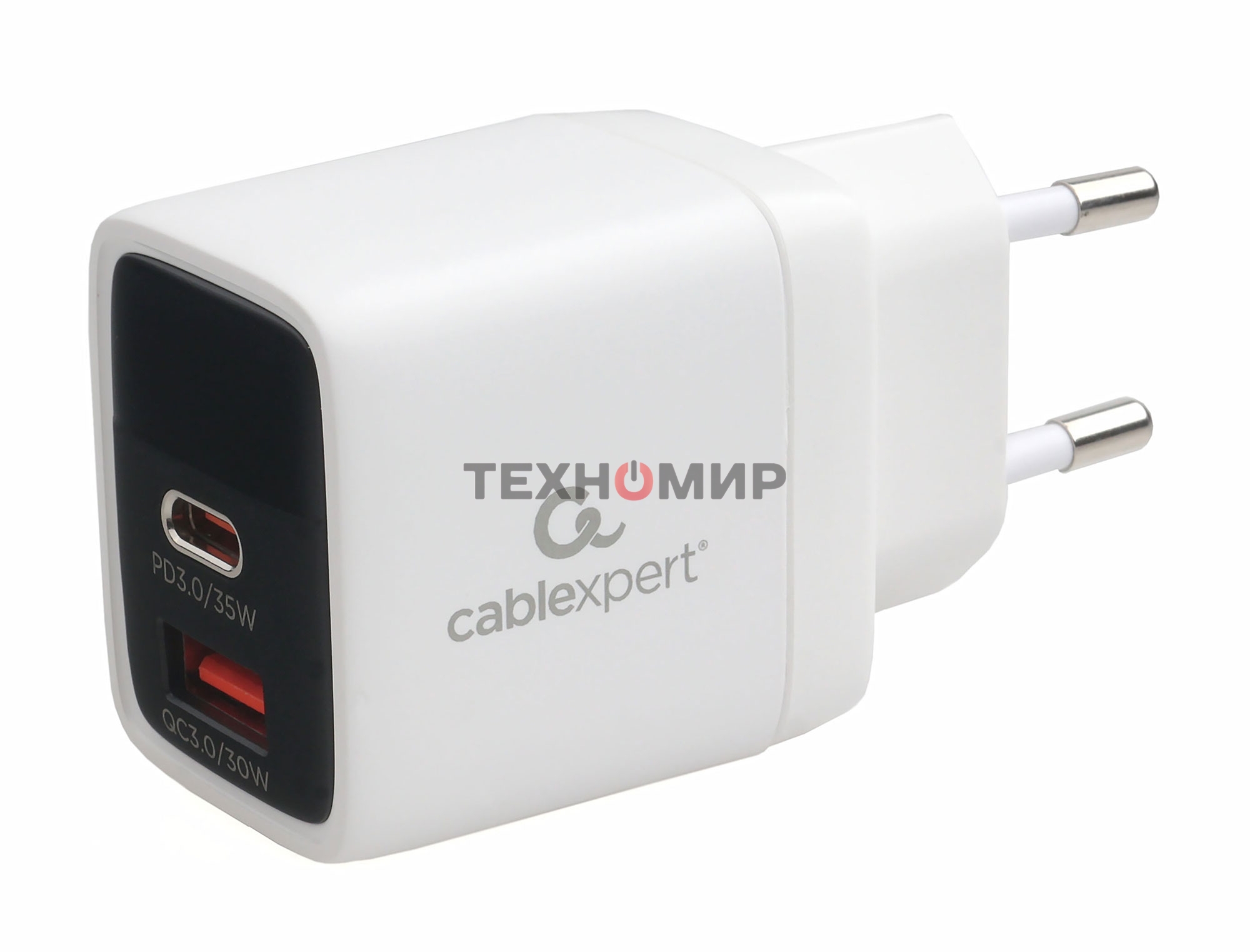 Сетевое зарядное устройство с дисплеем Cablexpert MP3A-PC-52, 35Вт GaN, QC3.0/PD3.0, 1хUSB, 1хType-C, белый, коробка
