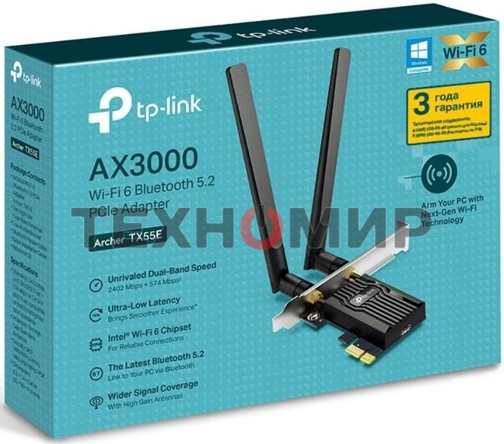 Адаптер PCI Express TP-Link Archer TX55E AX3000 Wi-Fi 6 Bluetooth 5.2