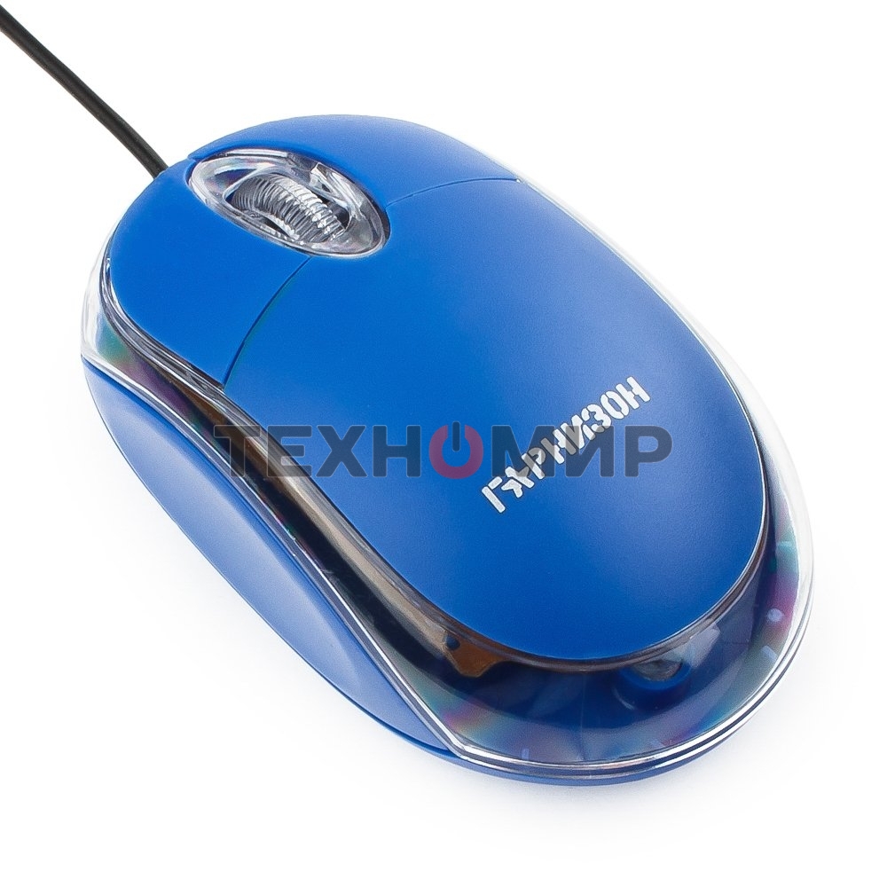 Мышь проводная Гарнизон GM-100B синий, 1000 dpi, USB, кнопки - 3
