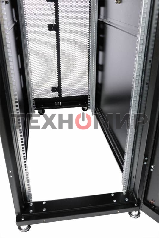 Шкаф серверный ПРОФ напольный 48U (600x1200) дверь перфор. 2 шт., черный, в сборе