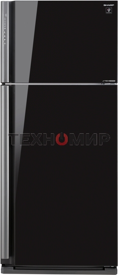 Холодильник Sharp SJ-XP59PGBK черное стекло/стекло двухкамерный 430/148 л морозилка сверху