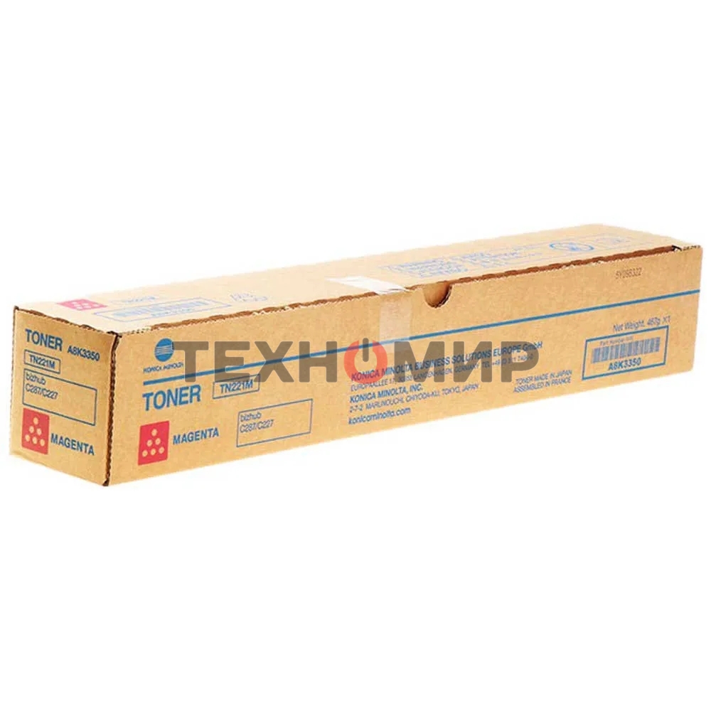 Тонер-картридж Konica-Minolta TN-221M пурпурный, для bizhub C227/C287