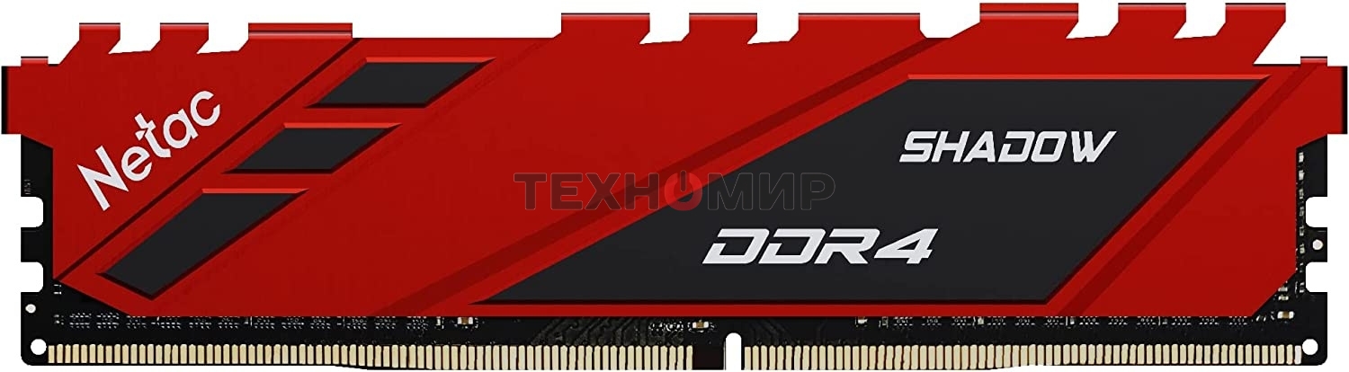 Оперативная память NETAC Shadow, DDR4, 16Gb (1x16Gb), 2666MHz, CL19, DIMM, с радиаторами, красный