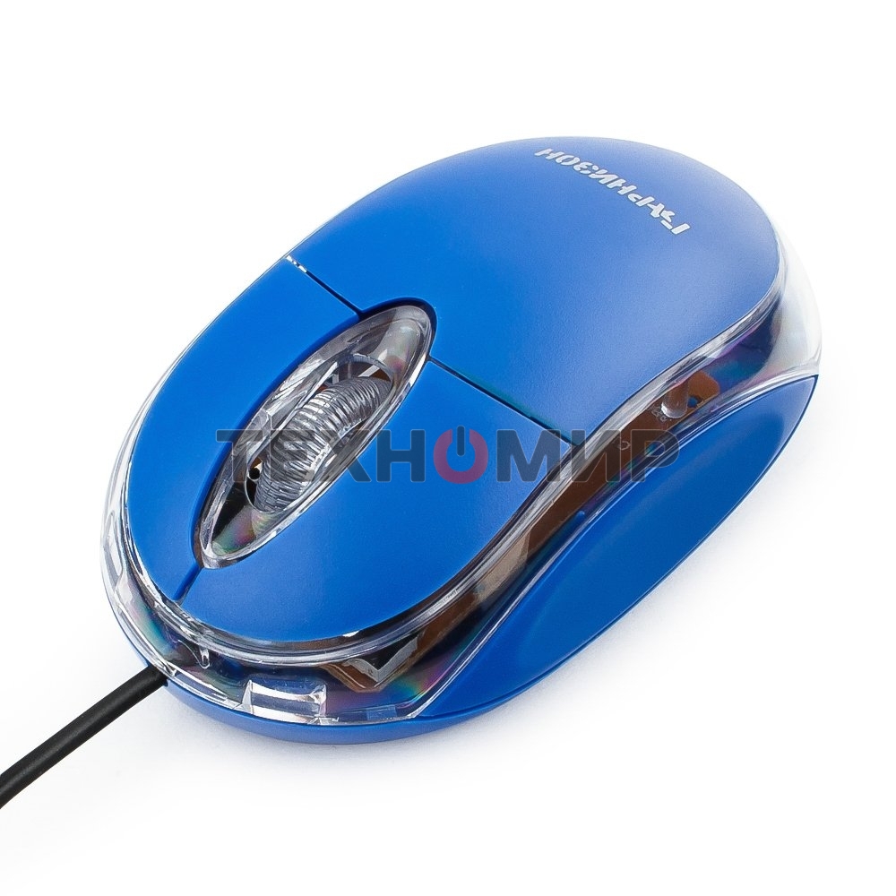 Мышь проводная Гарнизон GM-100B синий, 1000 dpi, USB, кнопки - 3