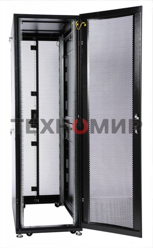 Шкаф серверный ПРОФ напольный 48U (600x1200) дверь перфор. 2 шт., черный, в сборе