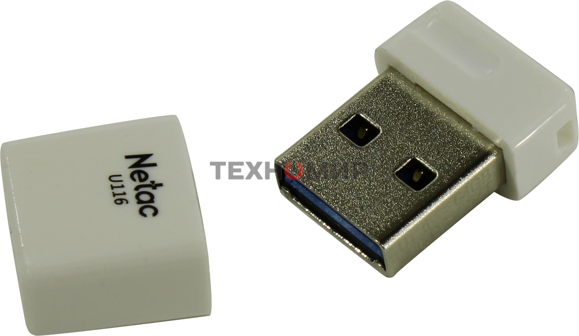 Флешка USB Netac U116 mini (NT03U116N-064G-32WH), 64Gb, USB 3.2, R/W 90/30, белый