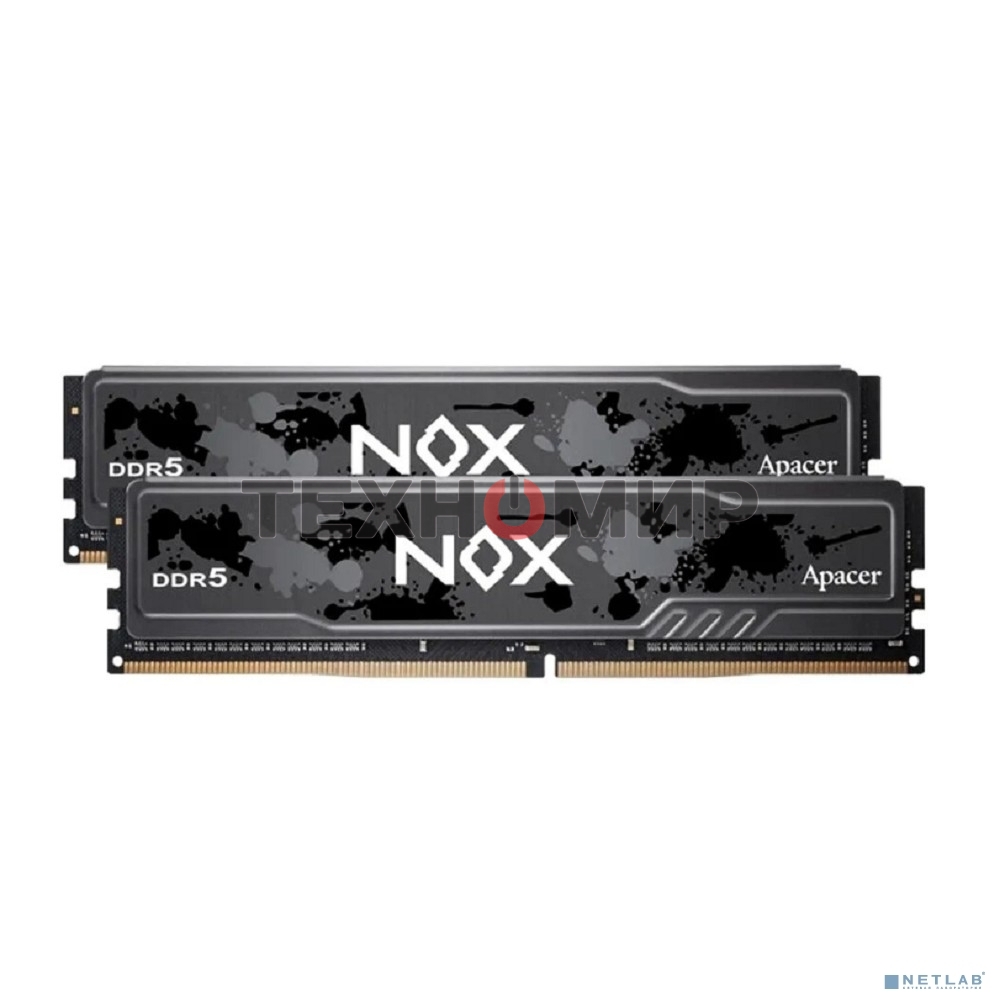Оперативная память Apacer Nox, DDR5, 32Gb (2x16Gb), 5200MHz, CL40, DIMM, радиатор, серый/черный