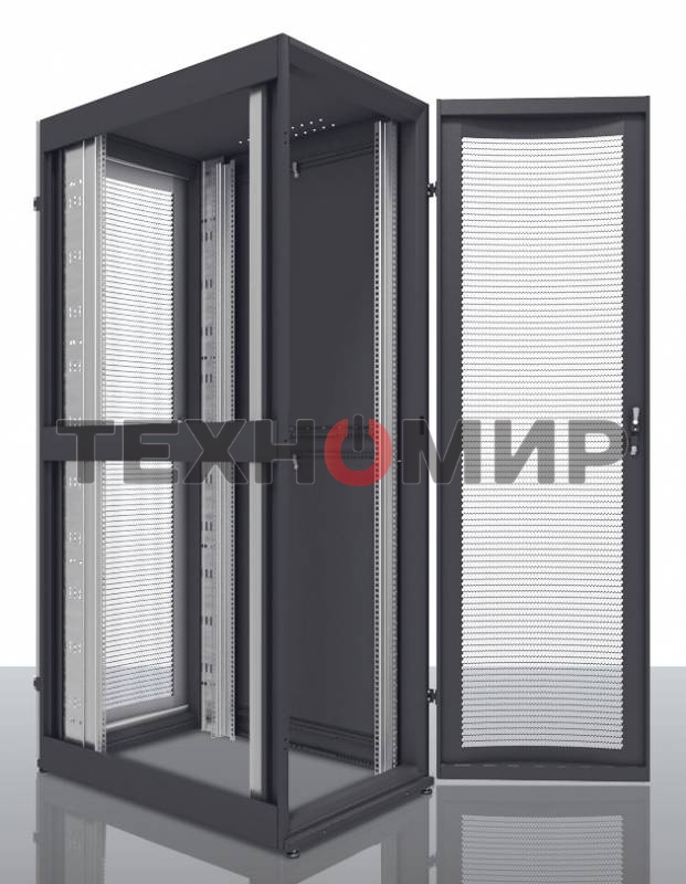 Шкаф серверный ПРОФ напольный 48U (600x1200) дверь перфор. 2 шт., черный, в сборе