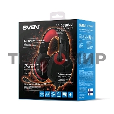 Игровые стереонаушники с микрофоном SVEN AP-G988MV, черный-красный Игровые стереонаушники с микрофоном SVEN AP-G988MV, черный-красный