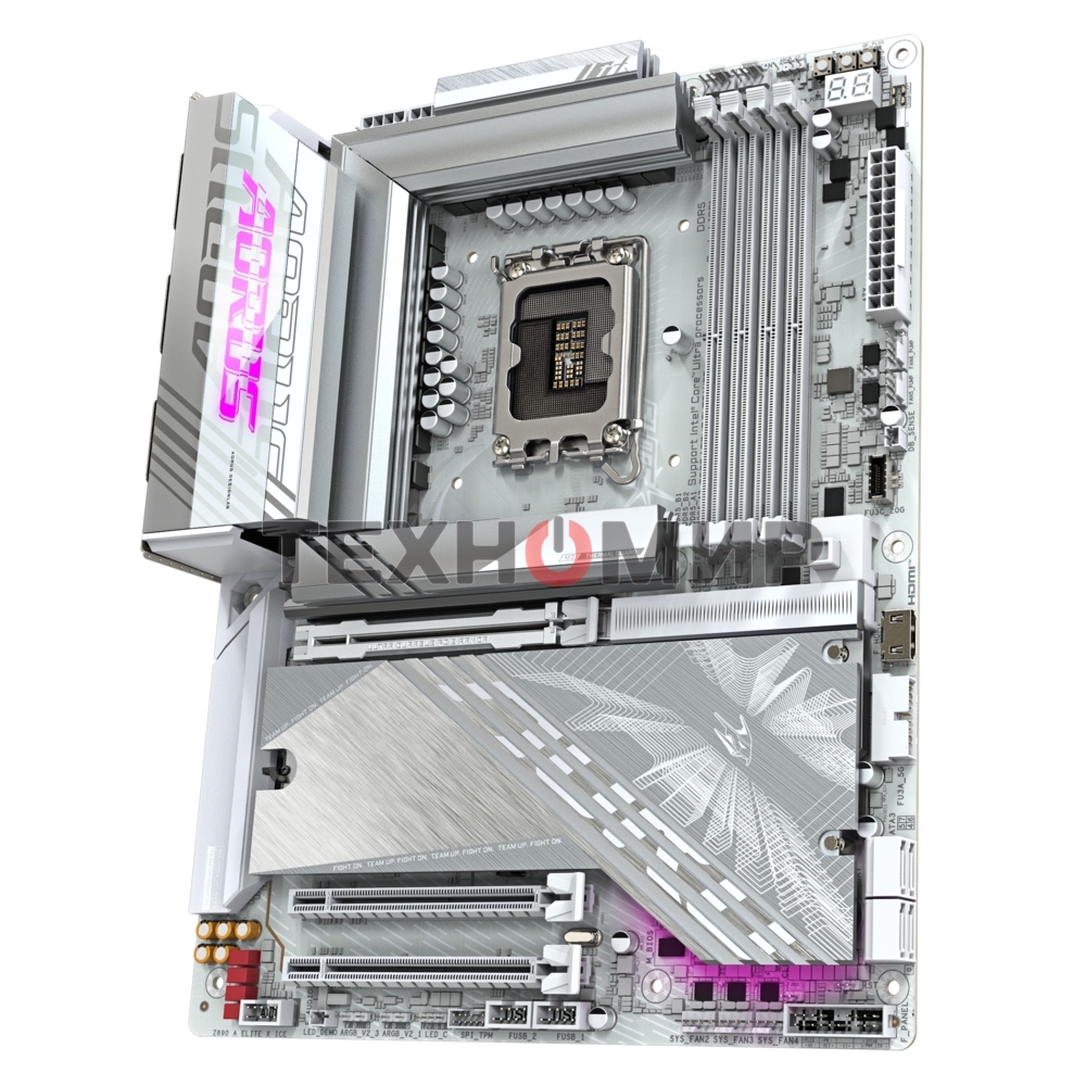 Материнская плата Gigabyte Z890 AORUS ELITE X ICE, LGA 1851, Intel Z890, 4xDDR5, 4xSATA, 5xM.2, 1xPCIe 5.0 x16, 1xPCIe 4.0 x4, 1xPCIe 4.0 x1, 1x 2.5Gb LAN, 4xUSB-A 3.2 Gen 1, 2xUSB-A 3.2 Gen 2, 4xUSB-A 2.0, 1xUSB-C (Thunderbolt 4), 2x3.5 мм, 7.1, ATX
