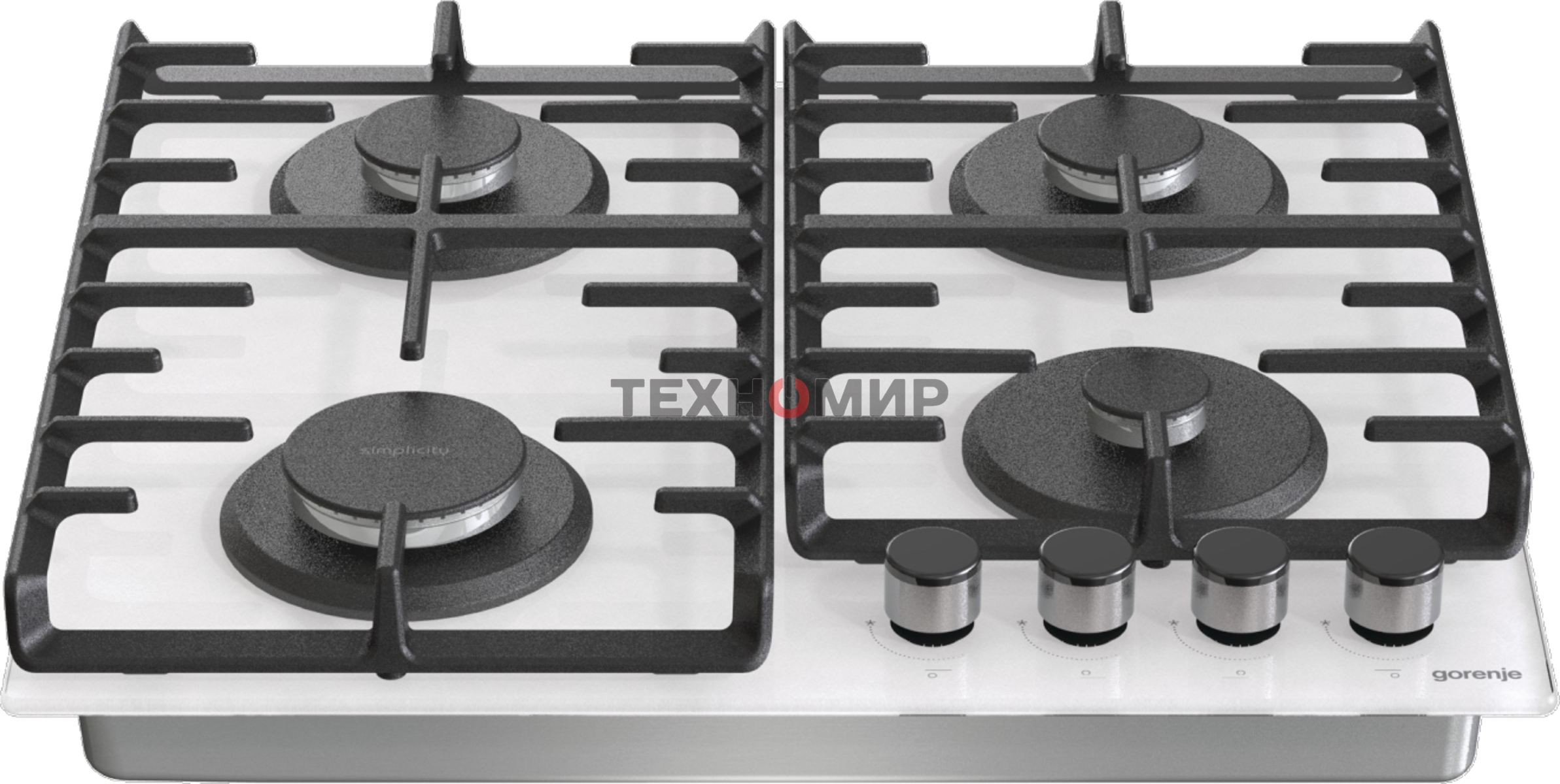 Газовая варочная панель Gorenje GT642SYW, 4 конфорки, закаленное стекло, белый