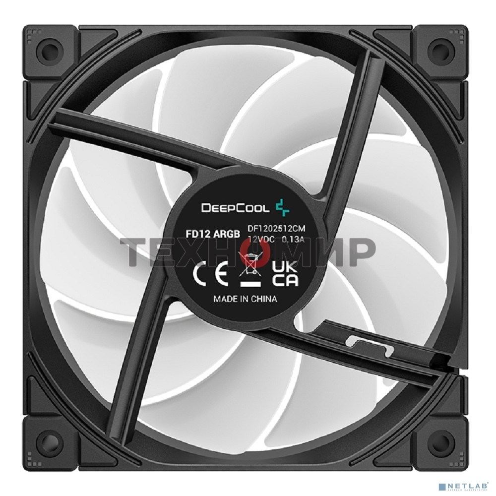 Вентилятор для корпуса DEEPCOOL FD12 черный, 120 мм, 2050 об/мин, 26.9 дБ, 4 pin