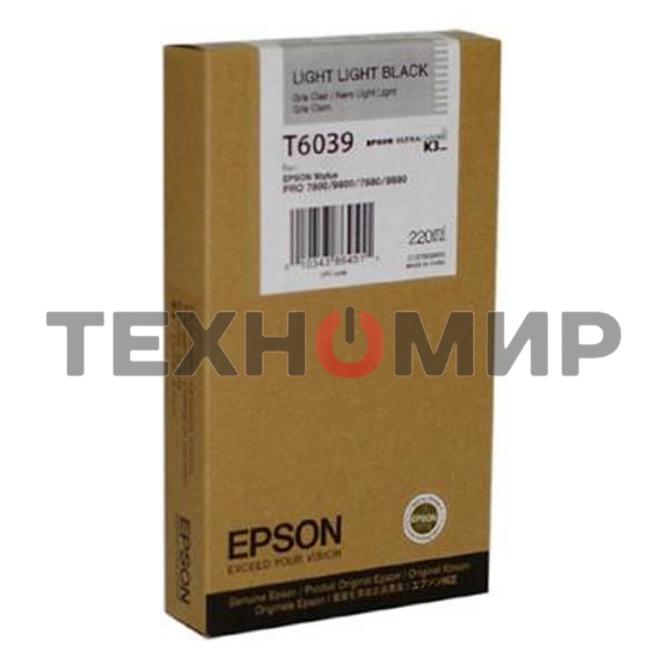 Картридж струйный Epson C13T603900 светло-серый для Epson Sty Pro 7800/9800/7880/9880 (220мл)