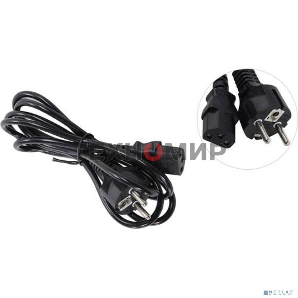 Кабель питания ExeGate Power PC-1,8P (Евровилка Schuko->С13) VDE-250V-3*0.5-CU, 6A, черный, 1.8м