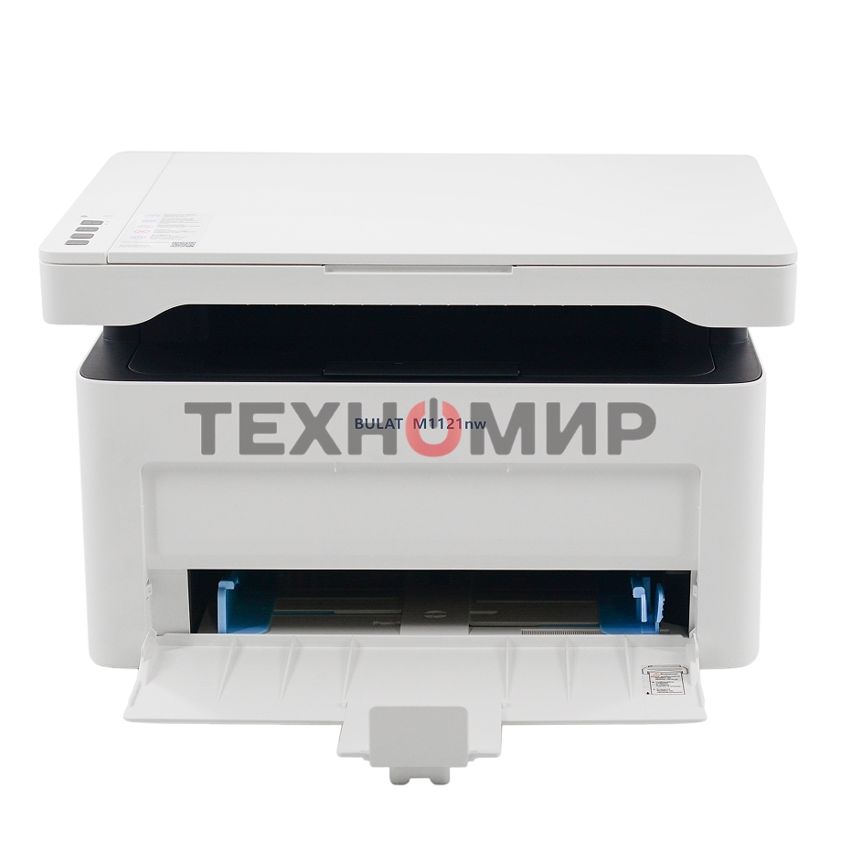 МФУ лазерное BULAT M1121nw, ((A4, лазерное МФУ, ч/б, печать/скан/копирование, 600dpi, 21ppm, 128Mb, процессор 1,2ГГц, сканирование 20 с/лист А4, копирование до 21 стр/мин, вх. лоток 150л, вых. лоток 100л, бумага 70-120г/м2, белый корпус, USB/LAN/WiFi, наг