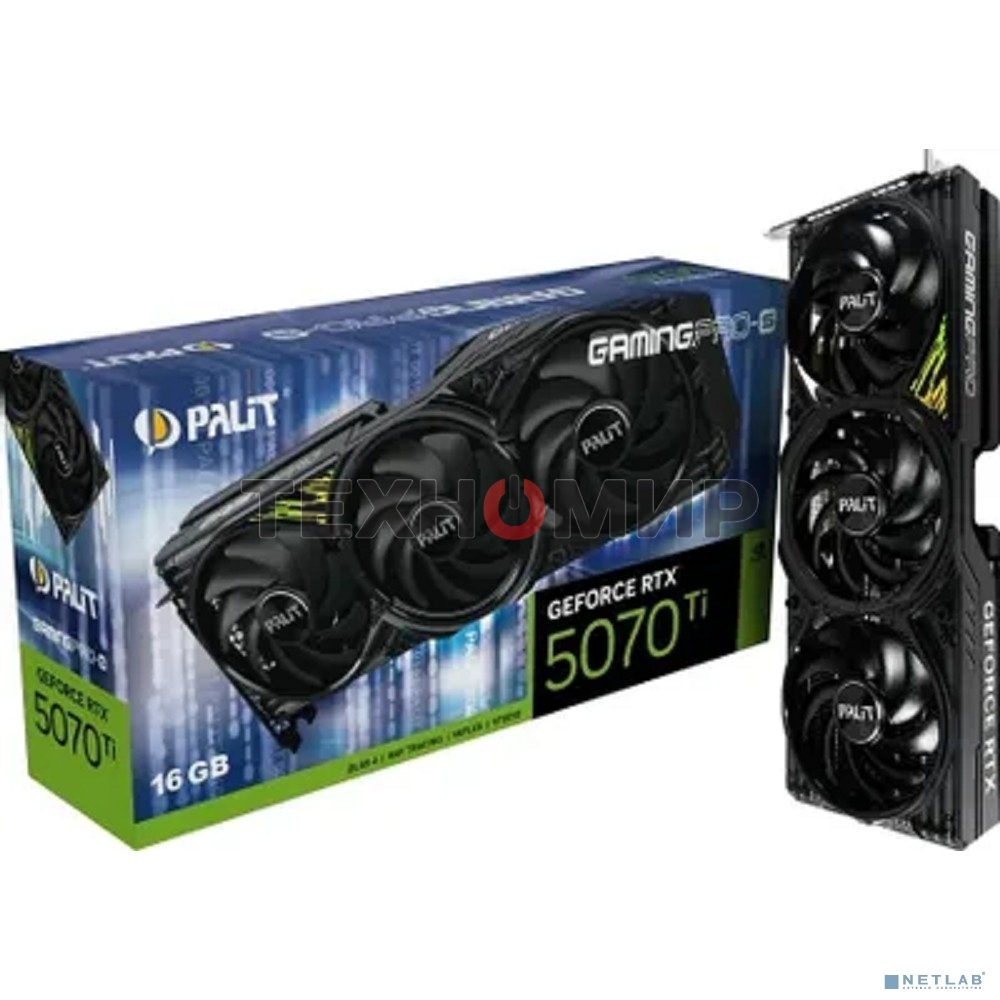 Видеокарта Palit PA-RTX 5070Ti GAMINGPRO-S 16Gb RTX 5070TI 16Gb 256bit GDDR7 2295/28000 HDMIx1 DPx3 HDCP Ret