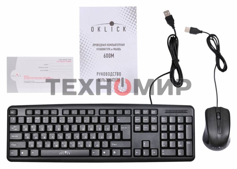 Комплект клавиатура + мышь Oklick 600M черный USB