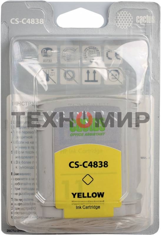 Картридж струйный Cactus CS-C4838 желтый (29 мл) для №11 HP 2000/2500/1000/1100/1200