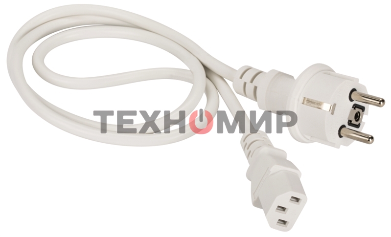 Шнур питания Lanmaster C13-Schuko прямая, 3х0.75, 220В, 10А, белый, 5 метров