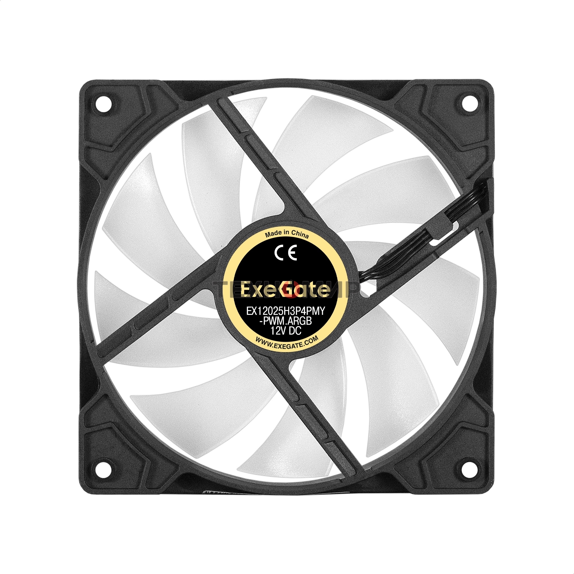 Вентилятор для корпуса ExeGate EX12025H3P4PMY-PWM.ARGb черный, 120 мм, 1800 об/мин, 26 дБ, 4 pin