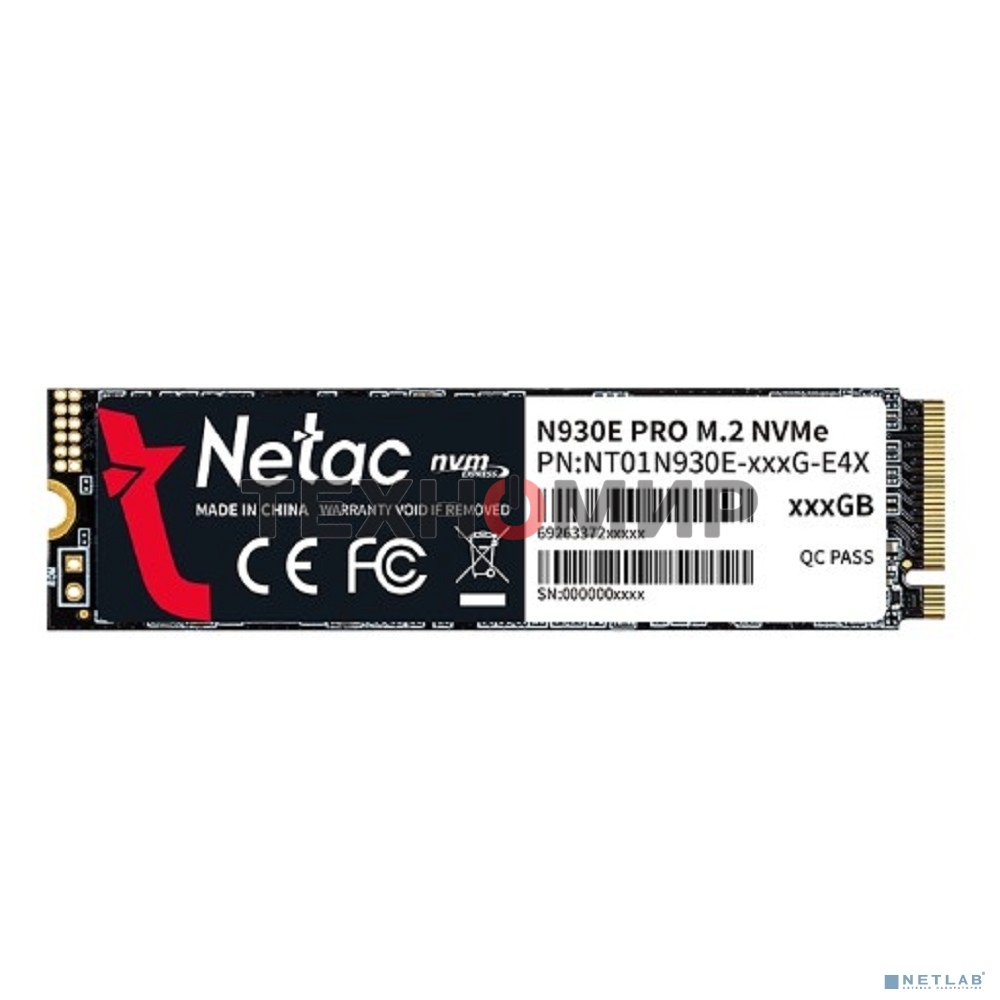 Накопитель SSD Netac N930E Pro, 256Gb, PCIe 3.1 x4, M.2 2280, NVMe, R/W 2040/1270