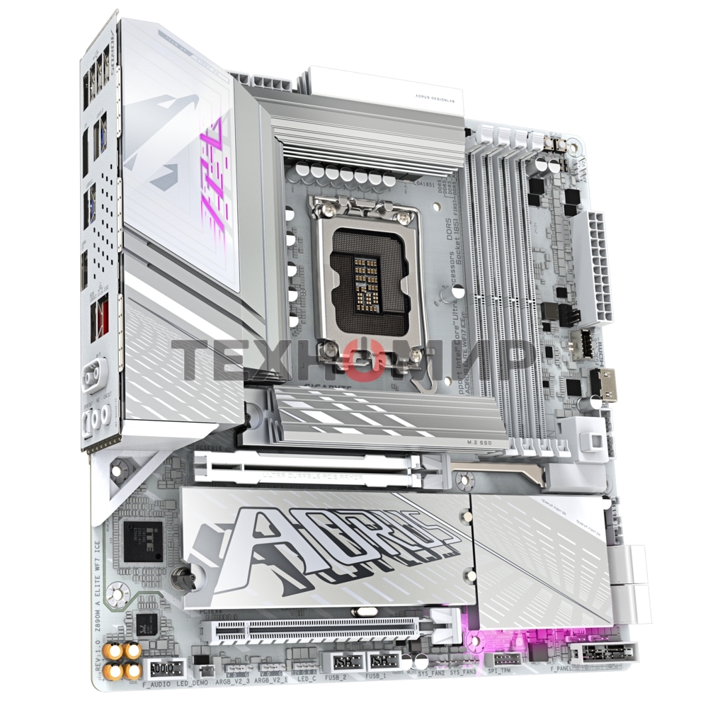 Материнская плата Gigabyte Z890M AORUS ELITE WIFI7 ICE, LGA 1851, Intel Z890, 4xDDR5, 4xSATA, 3xM.2, 1xPCIe 4.0 x4, 1xPCIe 5.0 x16, 1xDP, 1xUSB-C, 1x 2.5Gb LAN, 1xUSB-A 3.2 Gen 2, 4xUSB-A 3.2 Gen 1, 2x3.5 мм, TOSLINK, 7.1, 1xUSB4, mATX