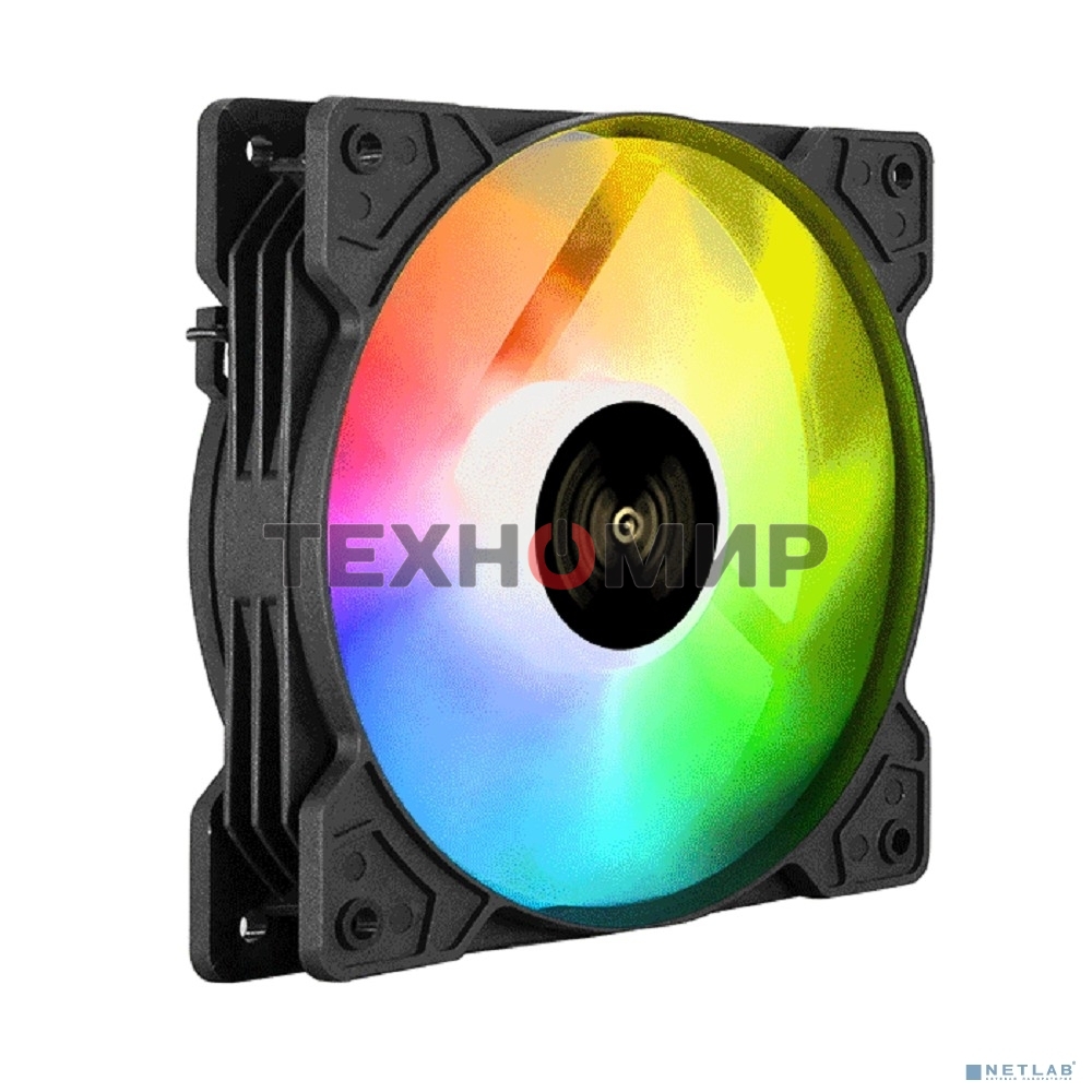 Вентилятор для корпуса ExeGate EX12025H3P4PMY-PWM.ARGb черный, 120 мм, 1800 об/мин, 26 дБ, 4 pin