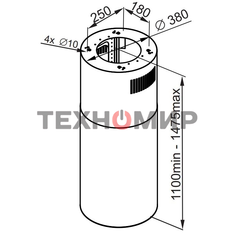 Вытяжка островная Maunfeld Lee Isla 39 черный, 38 см, 1000 куб. м/ч, 52 дБ
