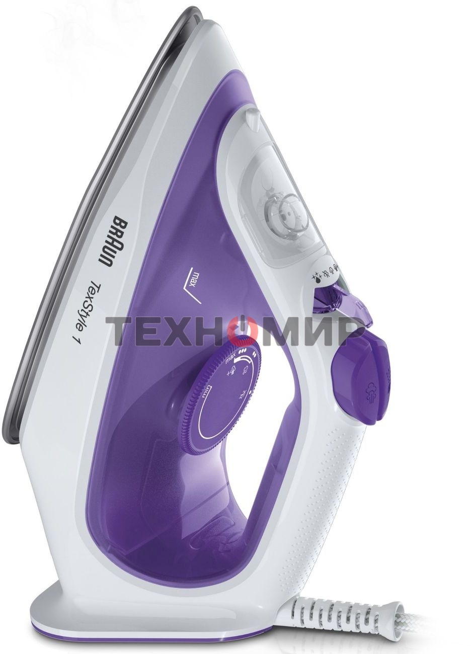 Утюг Braun TexStyle1 SI1080VI фиолетовый/белый, 2000 Вт, 25 г/мин, 130 г/мин, 220 мл