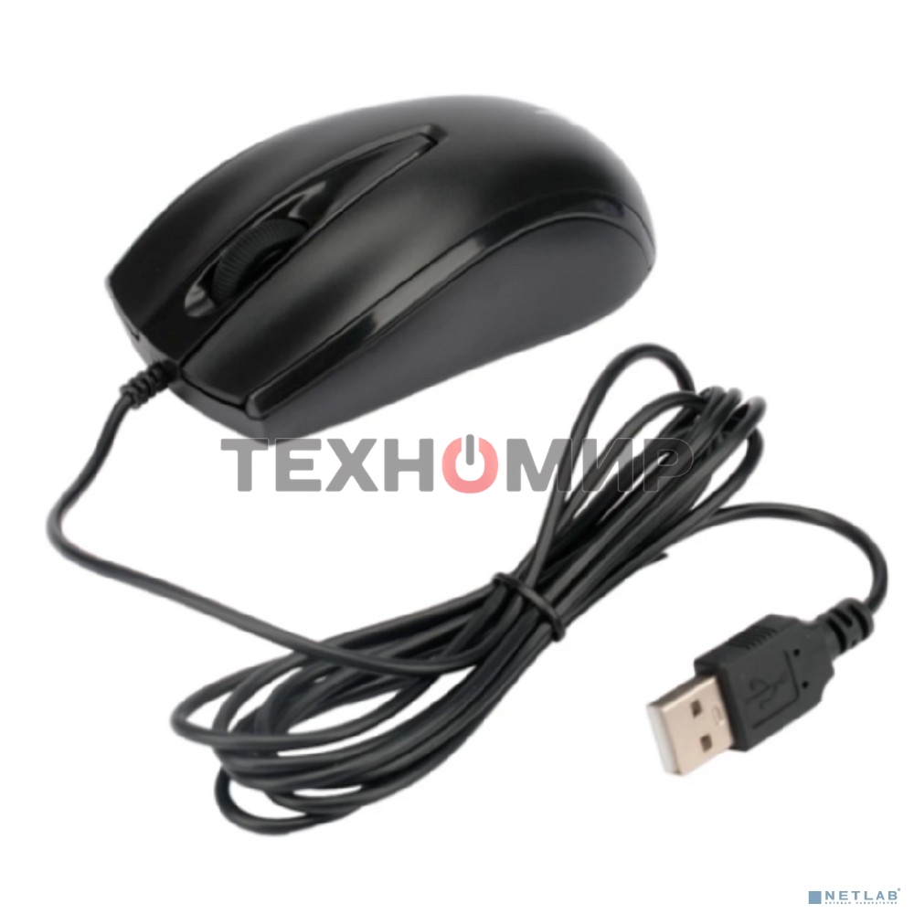 Мышь проводная Gembird MOP-110 черный, 1000 dpi, USB, кнопки - 3