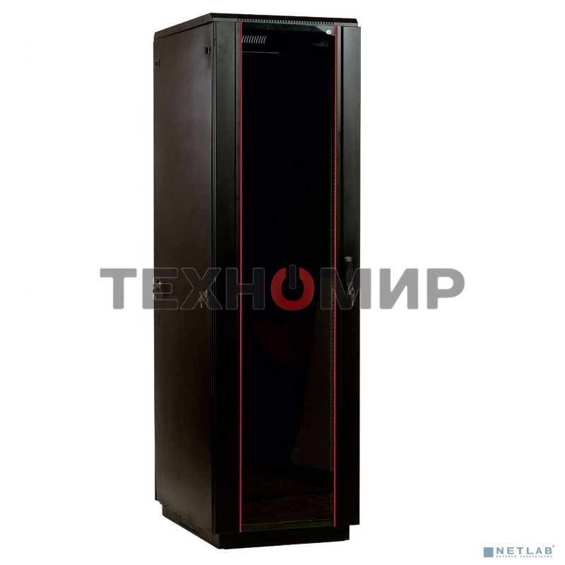 Шкаф телекоммуникационный напольный 42U (800x800) дверь стекло, черный