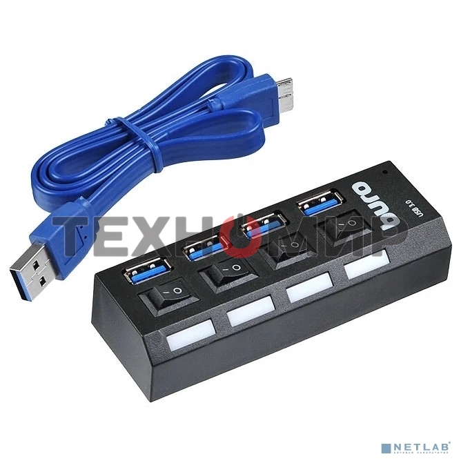 Разветвитель USB 3.0 Buro BU-HUB4-U3.0-L 4порт. черный