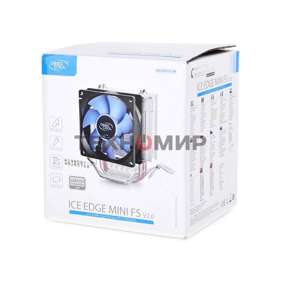 Кулер для процессора DEEPCOOL ICE EDGE MINI FS V2.0 синий, 80 мм, алюминий/медь, 2200 об/мин, 24.7 дБ, 3 pin, 100 Вт, 112 мм