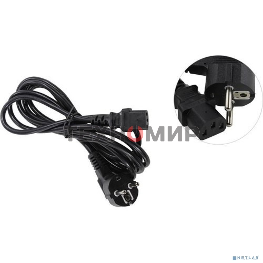 Кабель питания ExeGate Special PC-3S (Евровилка угловая Schuko->С13) 3*0.75, CCA, черный, 3м