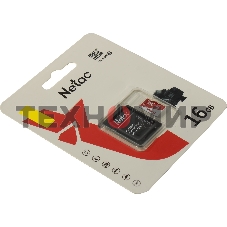 Флеш карта Netac P500 ECO 16Gb MicroSDHC C10 up to 80Mb/s, retail pack with SD Adapter