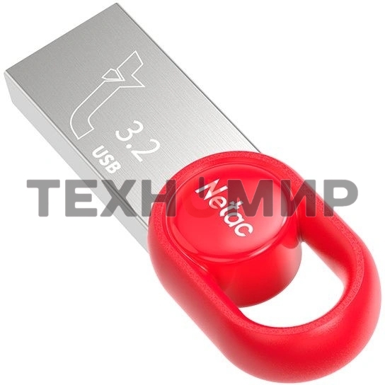 Флешка USB Netac UM2 (NT03UM2N-032G-32RE), 32Gb, USB 3.0, R/W 130/50, серебристый/красный