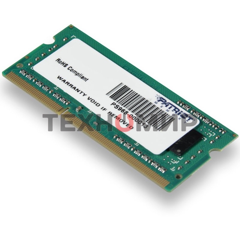 Оперативная память Patriot, DDR3, 4GB (1x4 GB), 1600 MHz, CL11, SO-DIMM