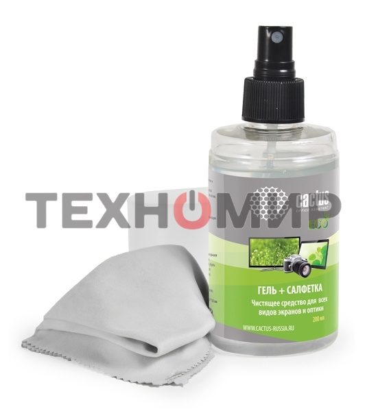 Чистящий набор (салфетки + гель) Cactus CS-S3004E для экранов и оптики 1 шт 18x18 см 200 мл
