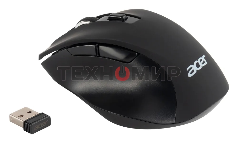Мышь беспроводная Acer OMR140 черный, 1600 dpi, радиоканал, USB, кнопки - 6