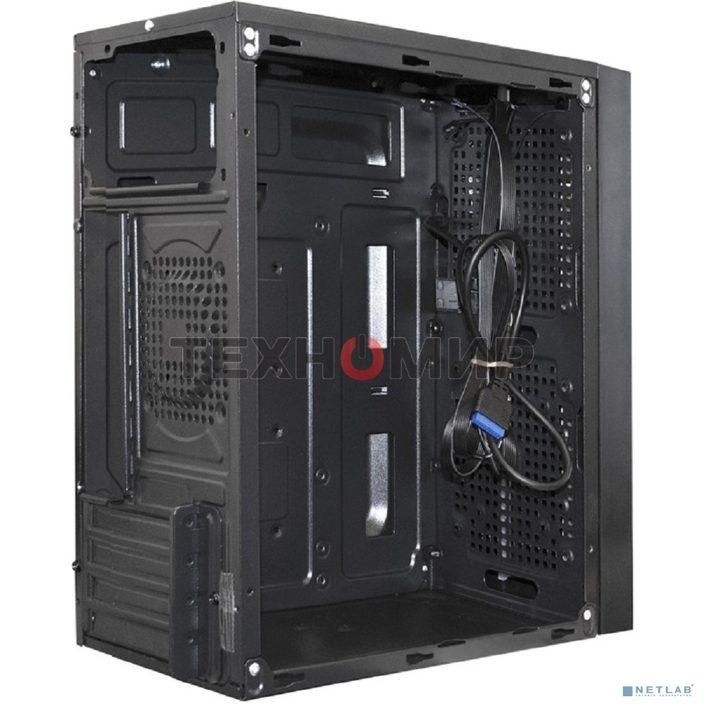 Компьютерный корпус Minitower ExeGate mEVO-9302-RGb (mATX, без БП, 2хUSB+1хUSB 3.0, HD аудио, черный с RGb подсветкой)