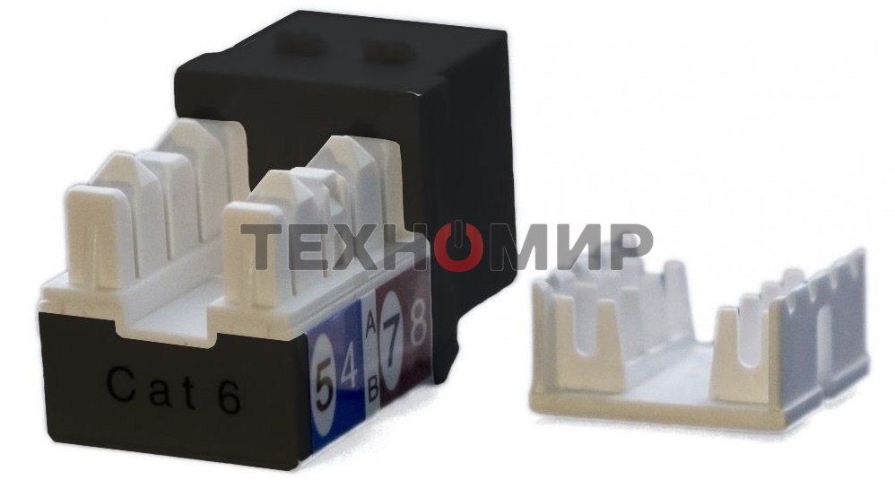 Модуль универсальный Hyperline KJ9, keystone, 1хRJ45, 90°, кат. 6, неэкр., 1 шт, черный