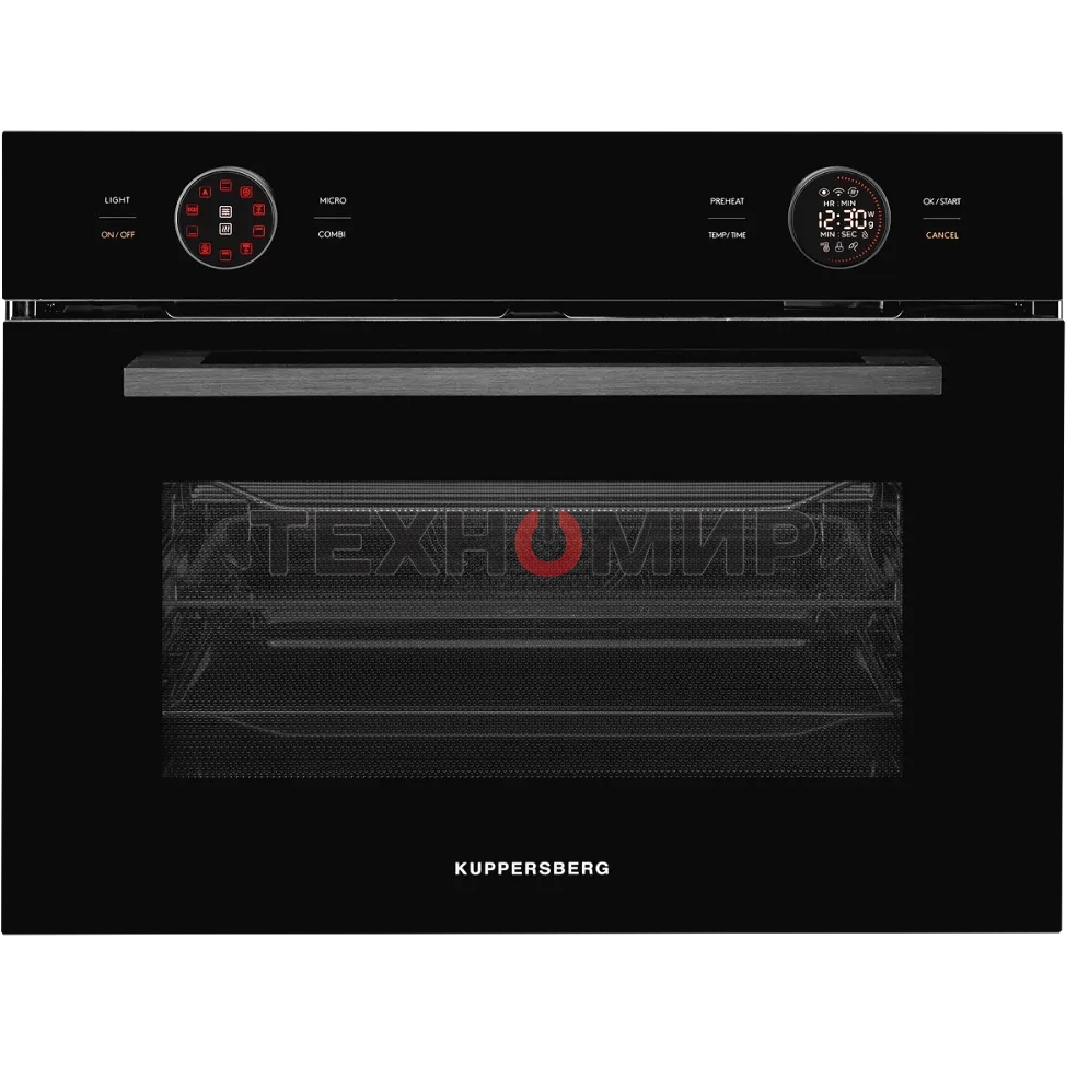 Встраиваемый духовой шкаф Kuppersberg KMW 612 Black с СВЧ, 45 см, 50л, 12 режимов, гидролизная очистка, черный