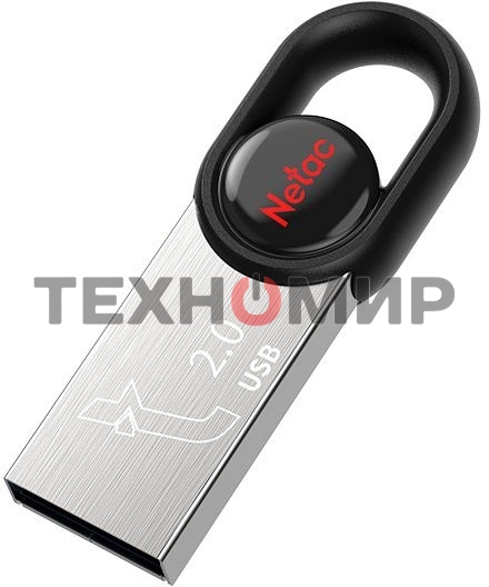 Флешка USB Netac UM2 (NT03UM2N-064G-20BK), 64Gb, USB 2.0, R/W 100/40, серебристый/черный