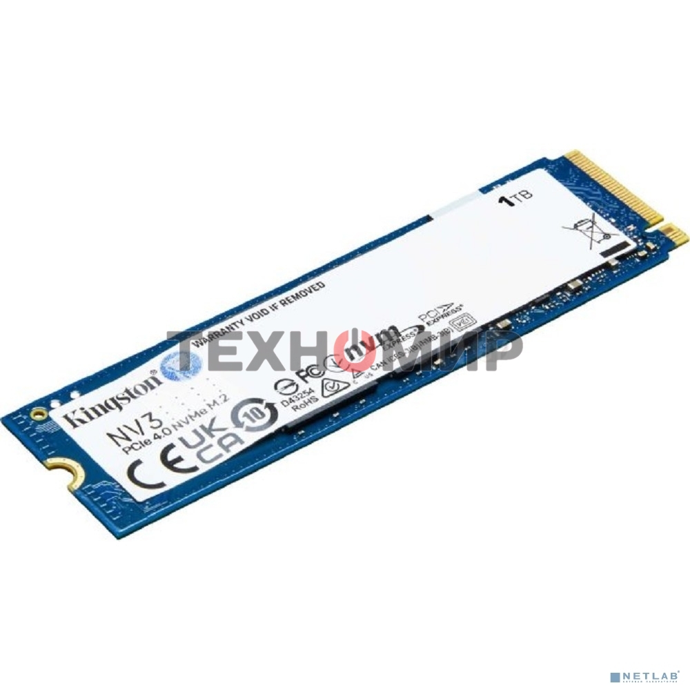 Накопитель SSD Kingston NV3, 1Tb, M.2 2280, NVMe, PCIe 4.0, R/W 6000/4000
