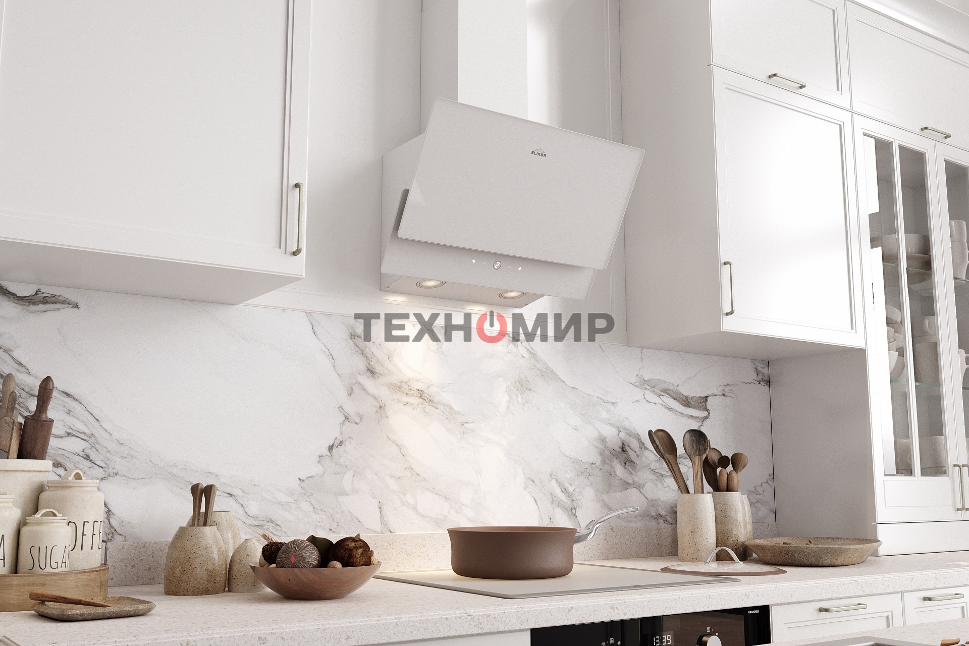 Вытяжка наклонная Elikor Vertex WH 50 белый, 50 см, 750 куб. м/ч, 56 дБ